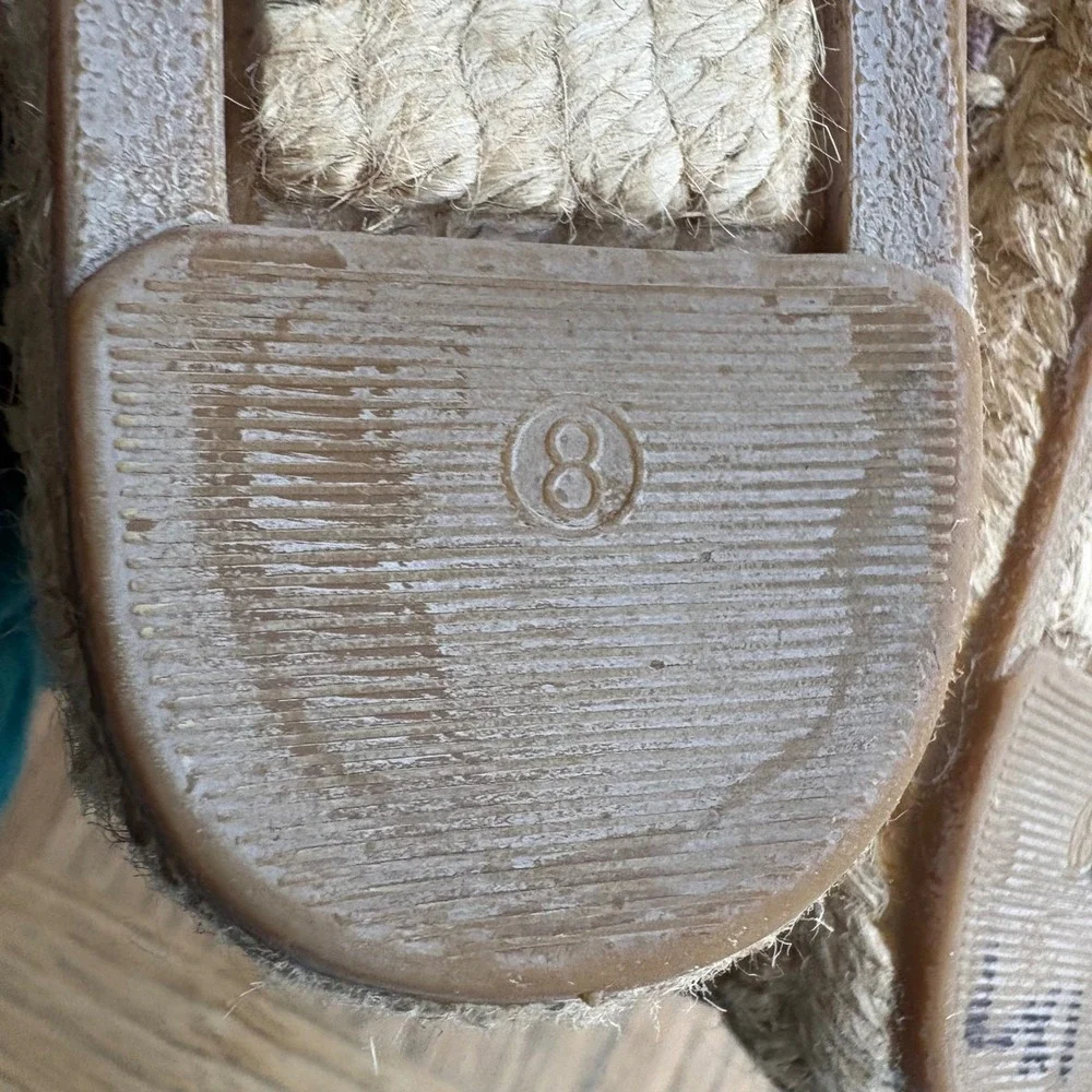 NWOB Tory Burch Purple Ikat Canvas Espadrille Flats Gold Logo Navy Leather Trim